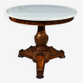 Burl Mahogany Pedestal Table, Restoration Period – Early 19th Century