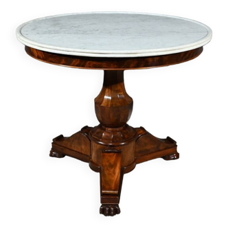 Burl Mahogany Pedestal Table, Restoration Period – Early 19th Century