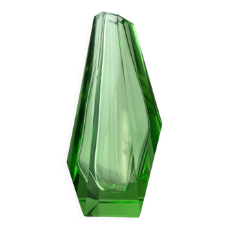 Green Faceted Vase by Seguso, Murano glass, Italy, 1970