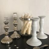 Pair of mercerized candle holders
