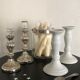 Pair of mercerized candle holders