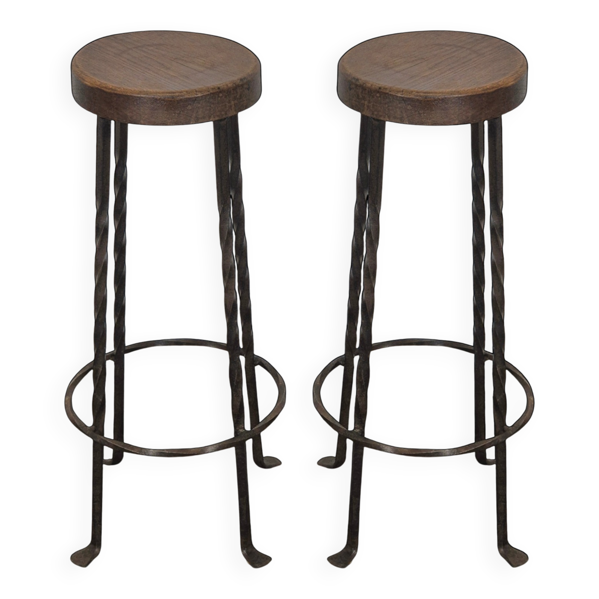 Pair of wrought iron stools