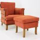 1930s art deco armchair with tabouret, czechoslovakia