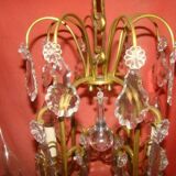 Bronze and crystal chandelier with 4 arms from the early 20th century