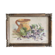 Peinture ancienne bouquet de fleurs, nature morte aquarelle violettes