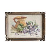 Old painting bouquet of flowers, still life watercolour violets