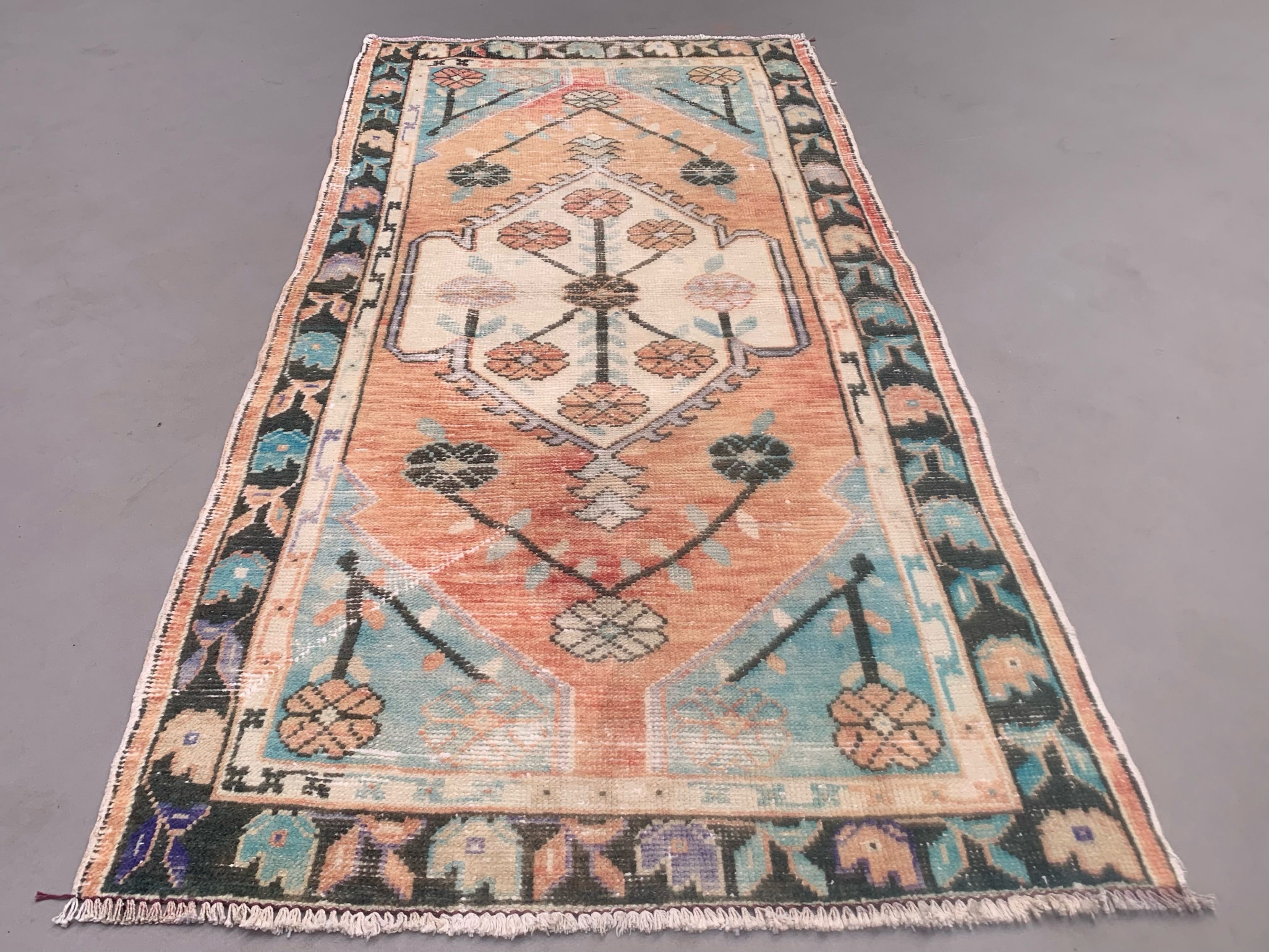 Turkish oushak rug 164x77 cm vintage carpet