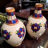 Desvres by Henri Delcourt: pair of signed Art Deco vases.