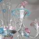"Amsterdam" Large Size Vintage Pink and Blue Tulip Murano Glas Chandelier,