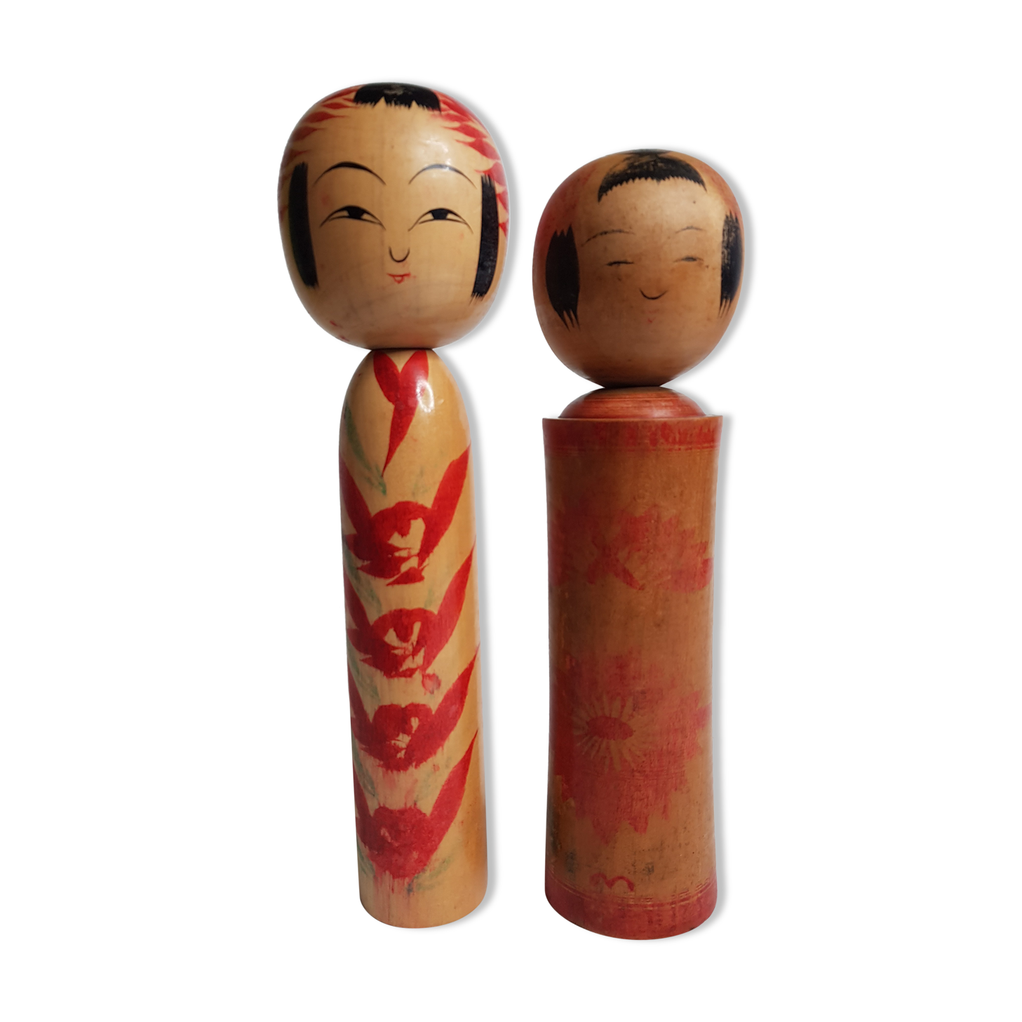 Couple de poupées Kokeshi vintage