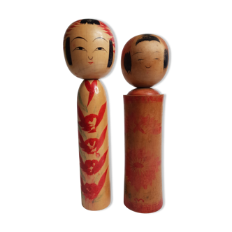 Couple de poupées Kokeshi vintage