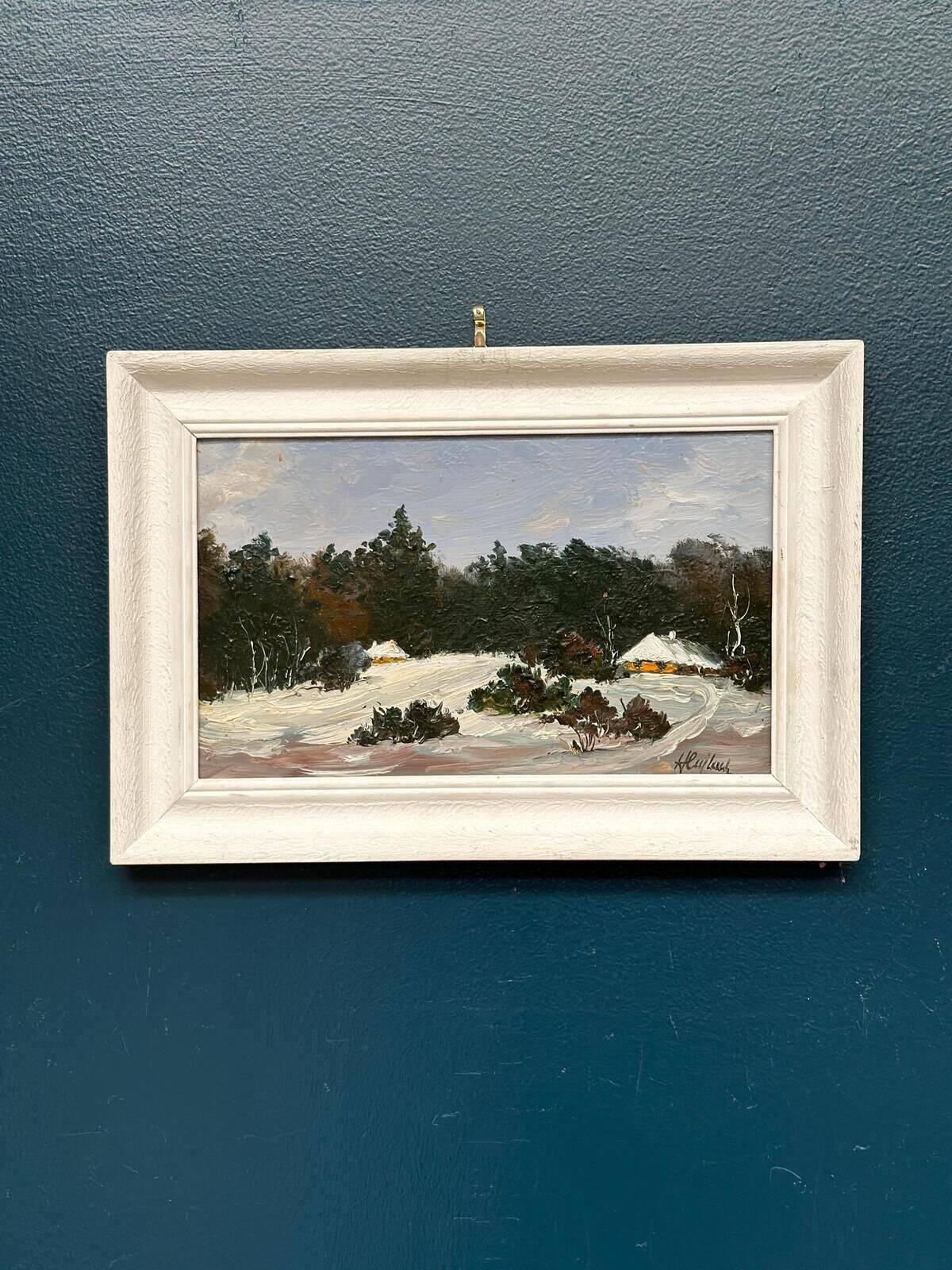 Huile sur panneau suédoise originale – « Paysage d'hiver » – Vintage et encadrée – 37 × 26 cm (14,6" × 10,2")
