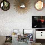 70s round mirror 53cm