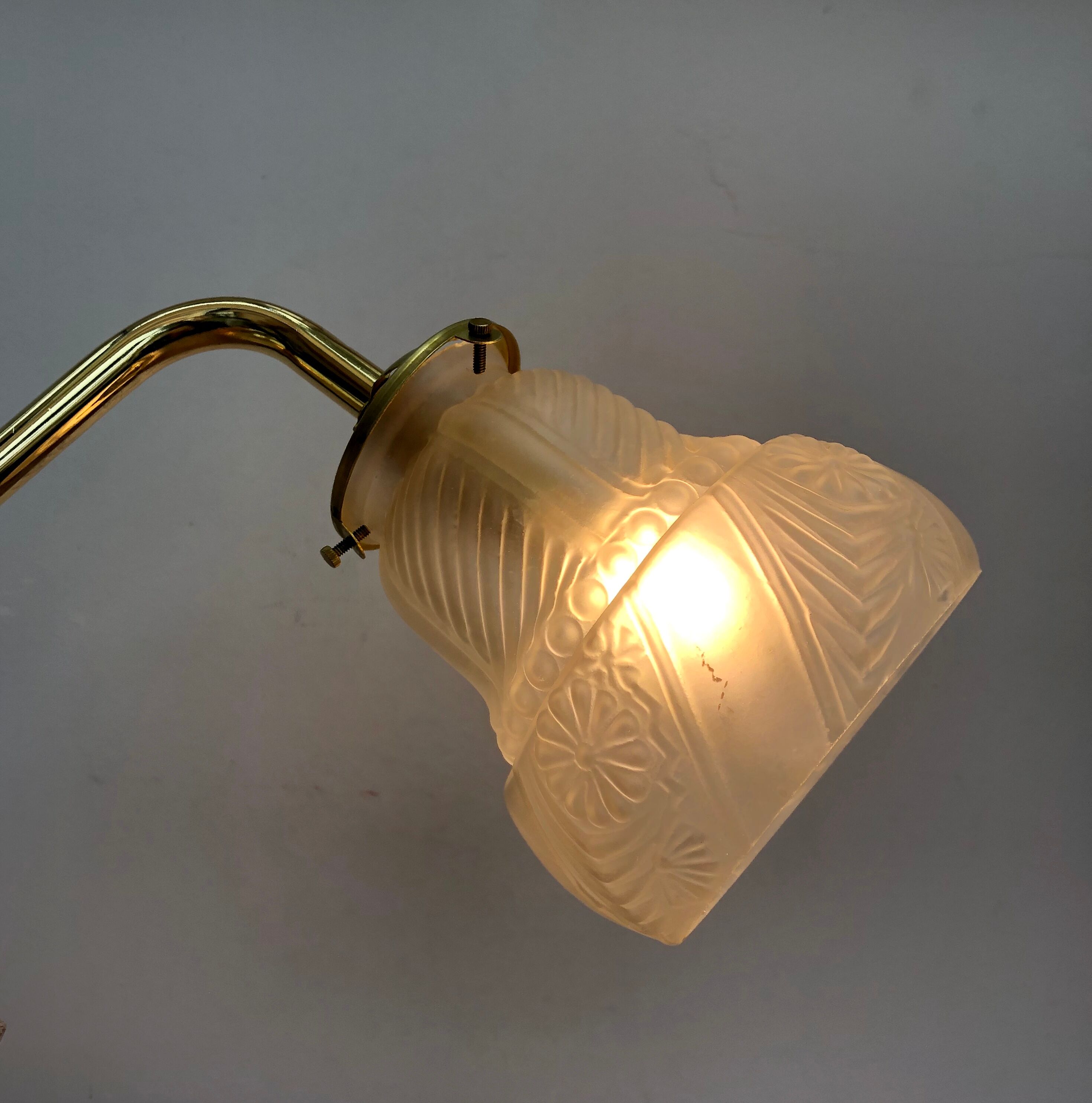 Gold bent wall light vintage tulip in frosted glass