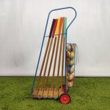Vintage croquet game with trolley
