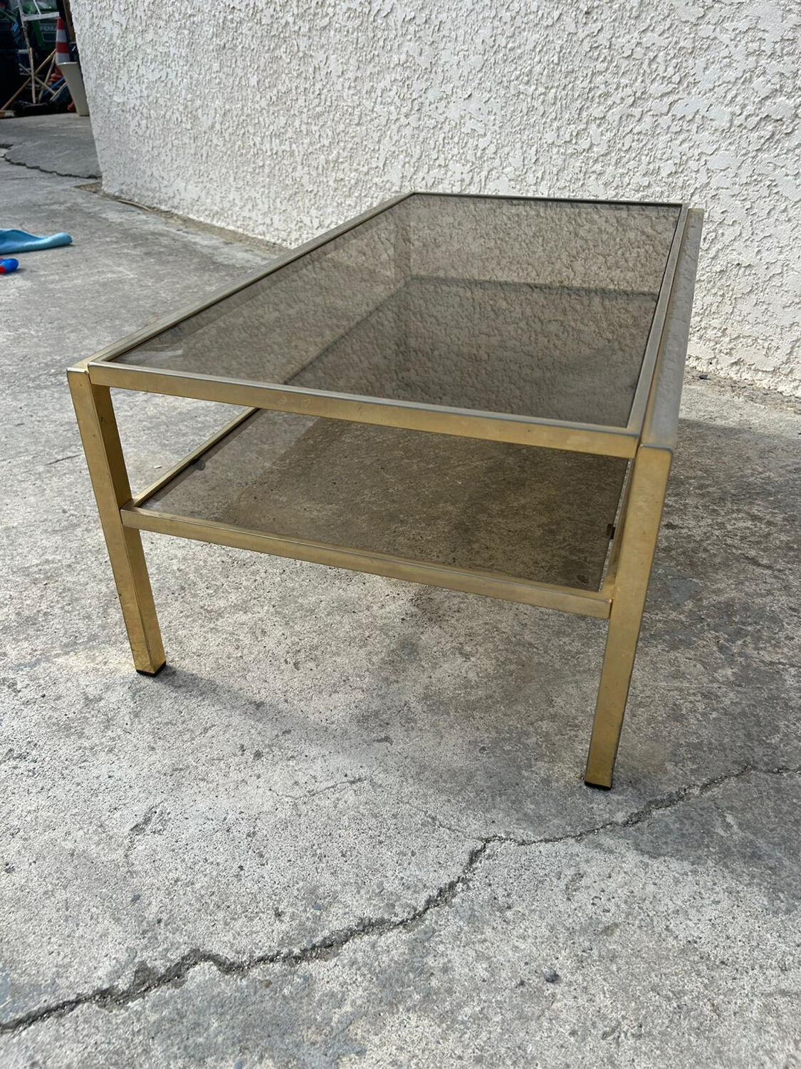 Iron coffee table with glass top