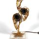 Sculptural lamp in gilded brass and geodes, 1970s