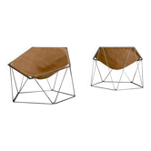 Anciens fauteuils Penta en toile ocre par Jean-Paul Barray et Kim Moltzer pour Bofinger