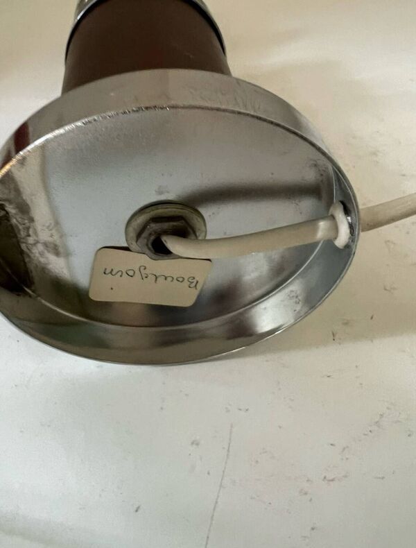 Pied de Lampe Vintage Chrome et skaï vintage Roche Bobois 1975