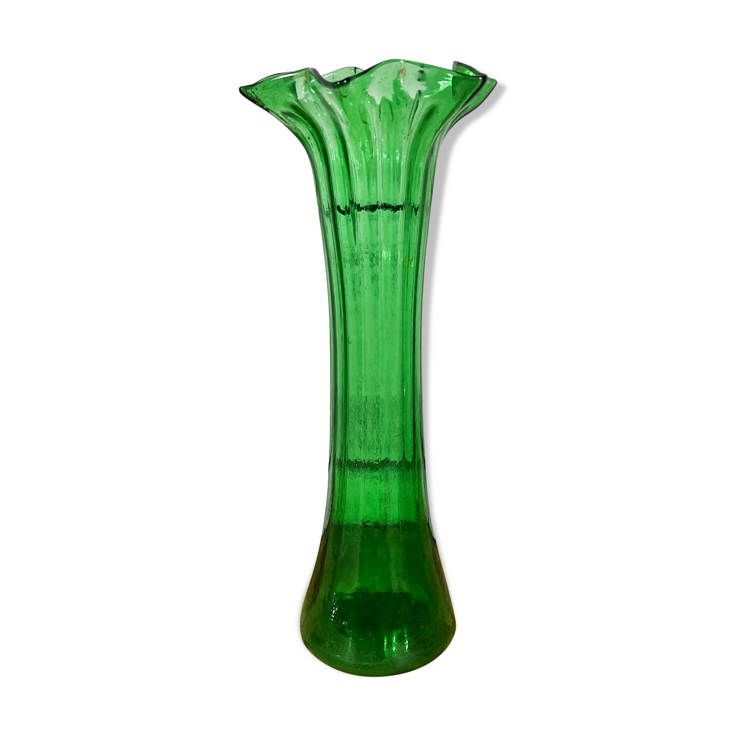 Green glass vase