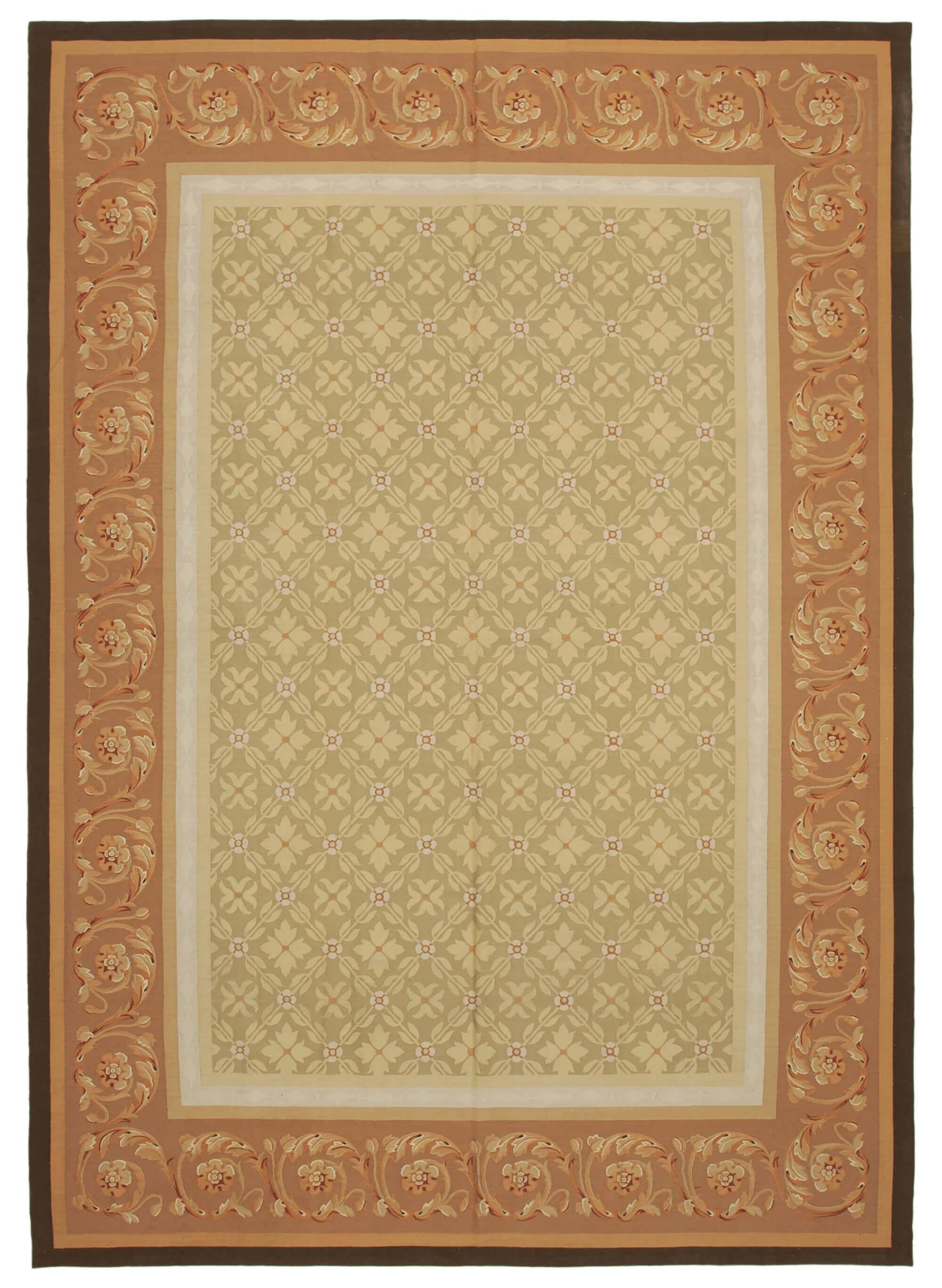 Handmade European Vintage Aubusson Kilim 301 cm x 420 cm