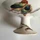 Assiette montée à gateaux en terre de fer 19e fleurs et oiseaux
