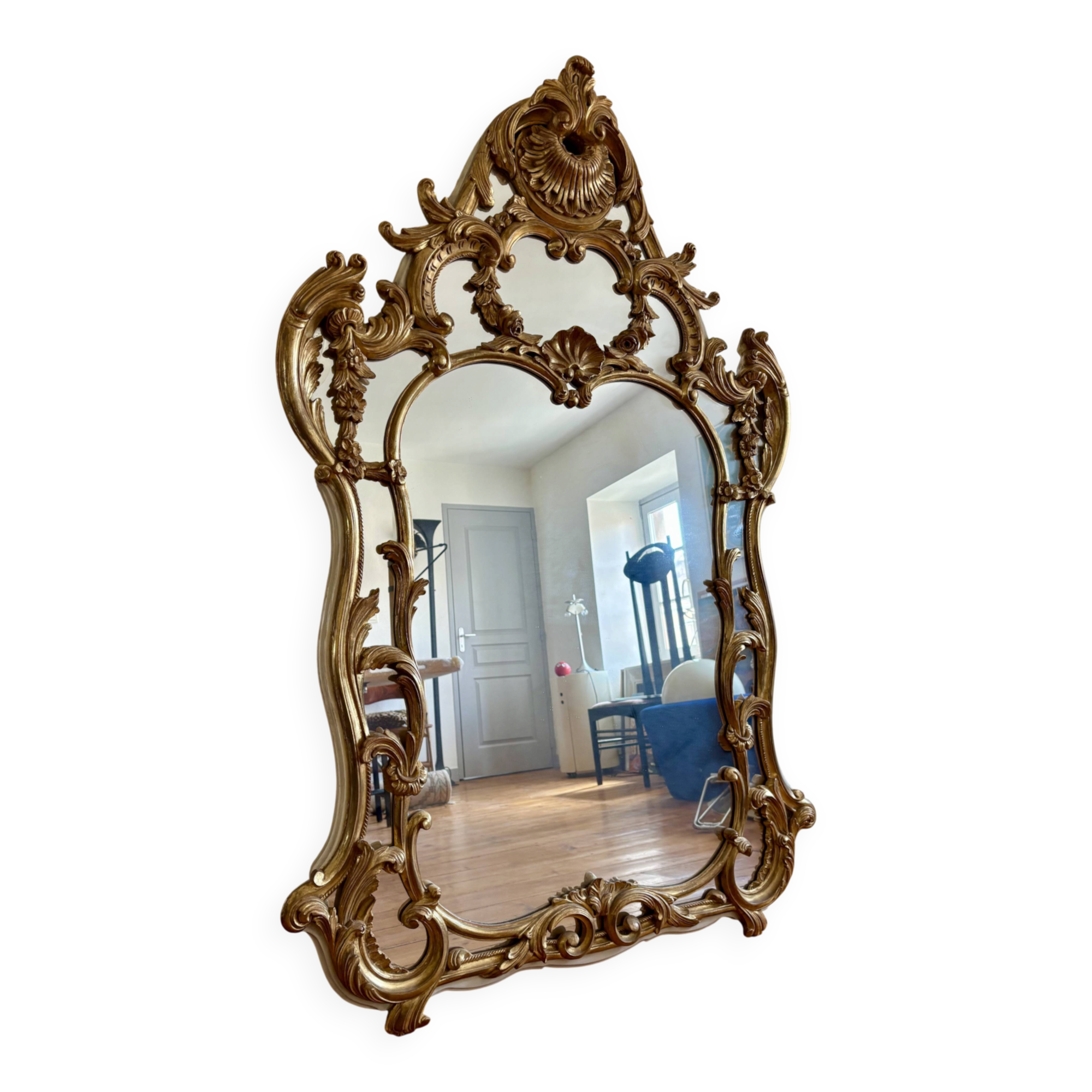 Large gold mirror in Louis XV style