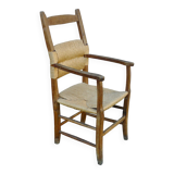 Brutalist straw armchair Folk art