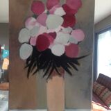 Beautiful bouquet of flowers on canvas