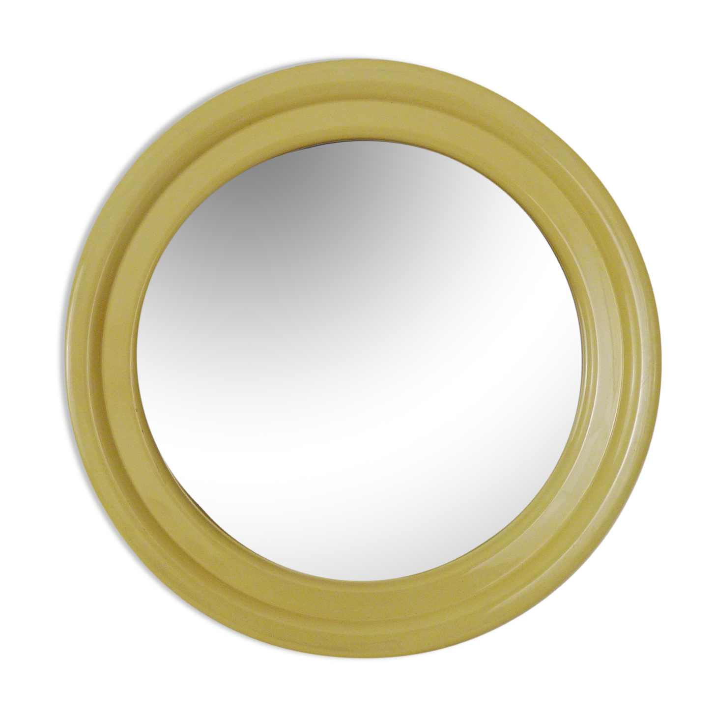 Vintage beige round mirror, Cattaneo Italy Year 70