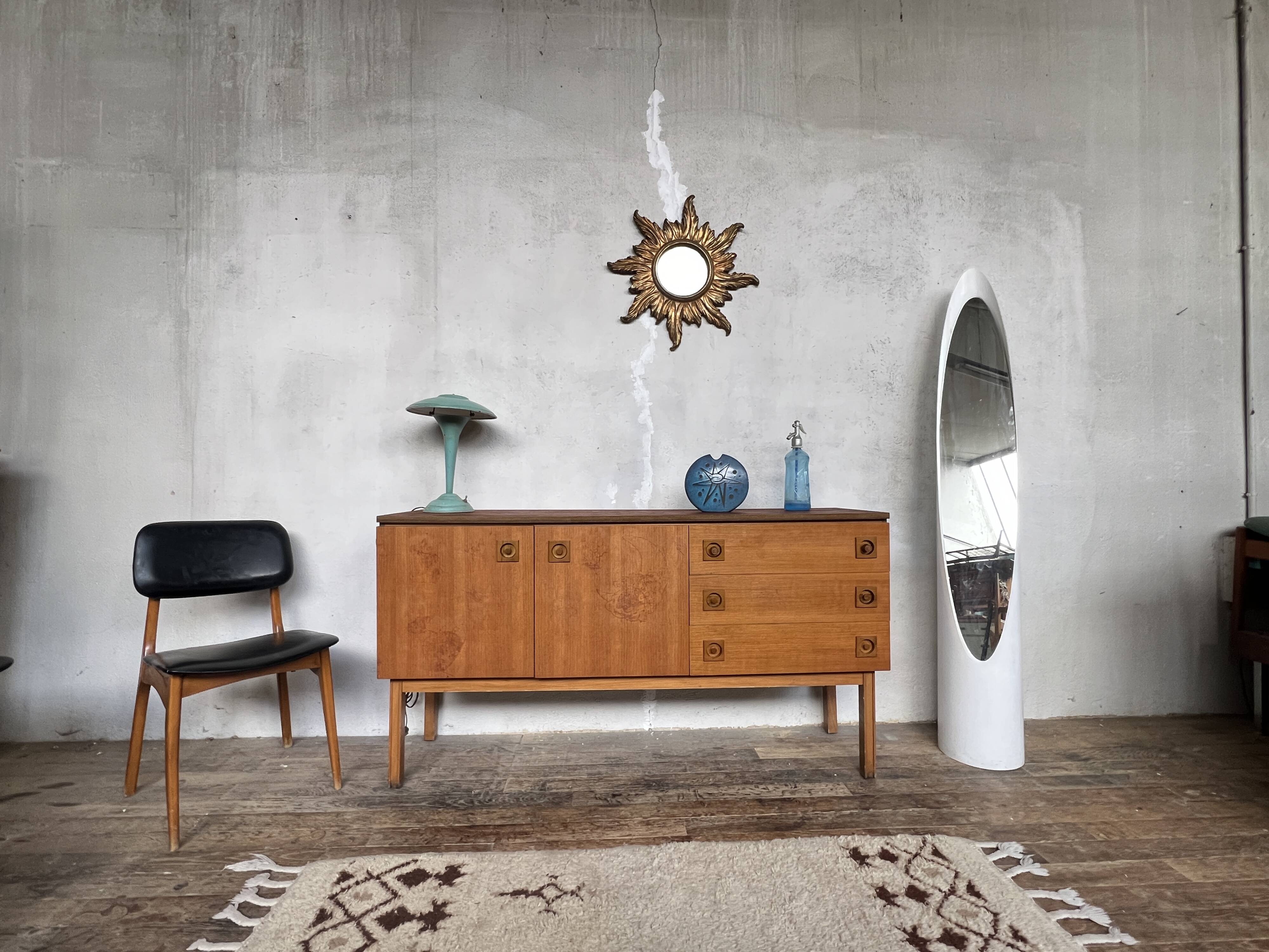 Vintage modernist French teak TV/hifi cabinet
