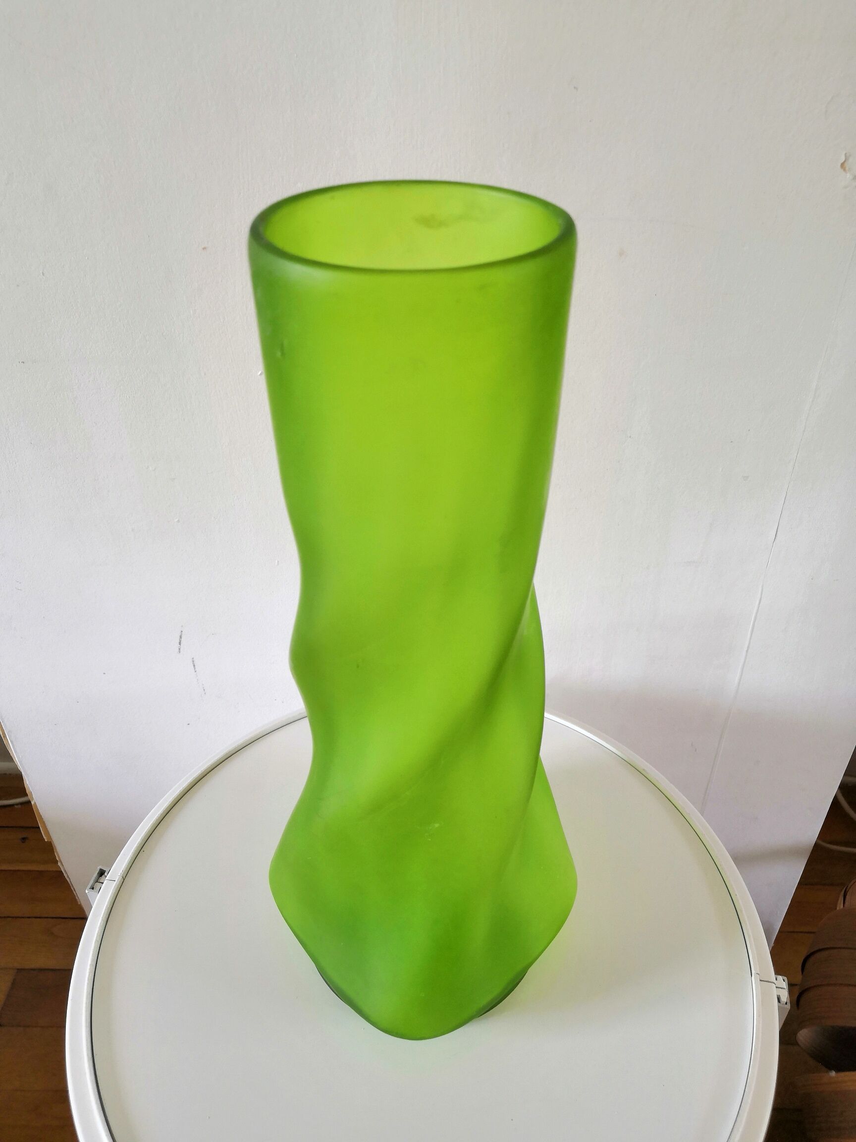Twisted vase in tinted glass design 50s