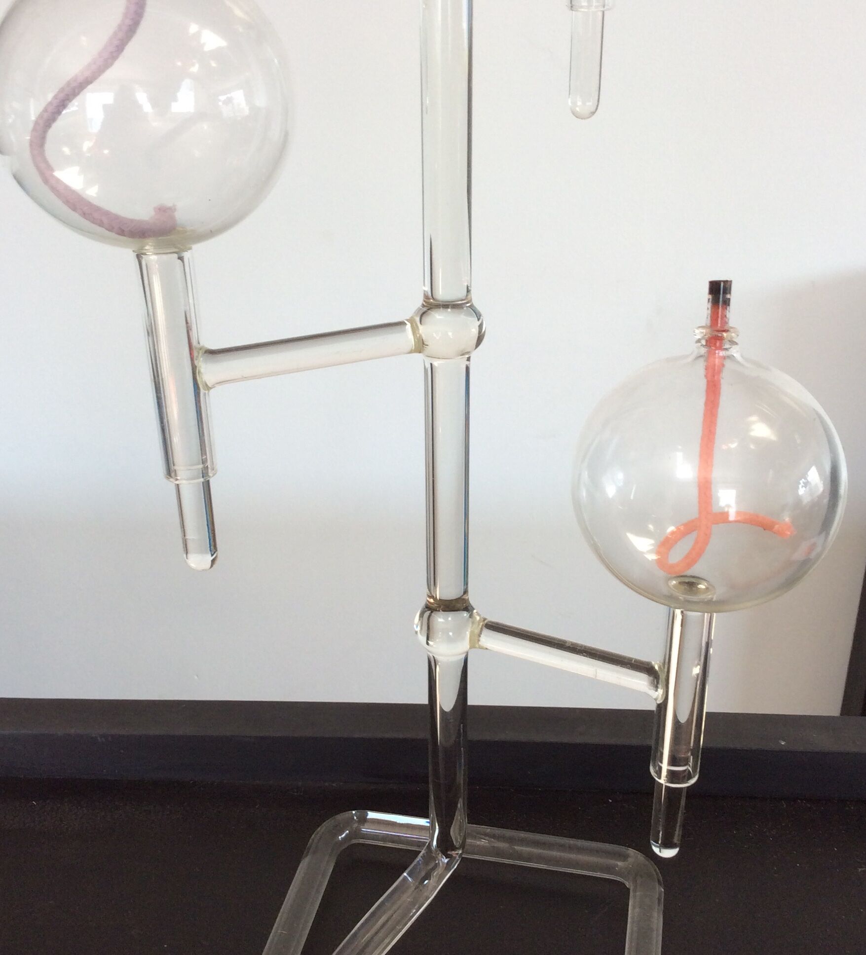 Vintage blown glass oil lamp