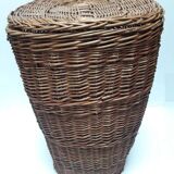 Wicker storage laundry basket and lid