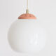 Vintage pendant lamp from milkglass lampshade with pink detail