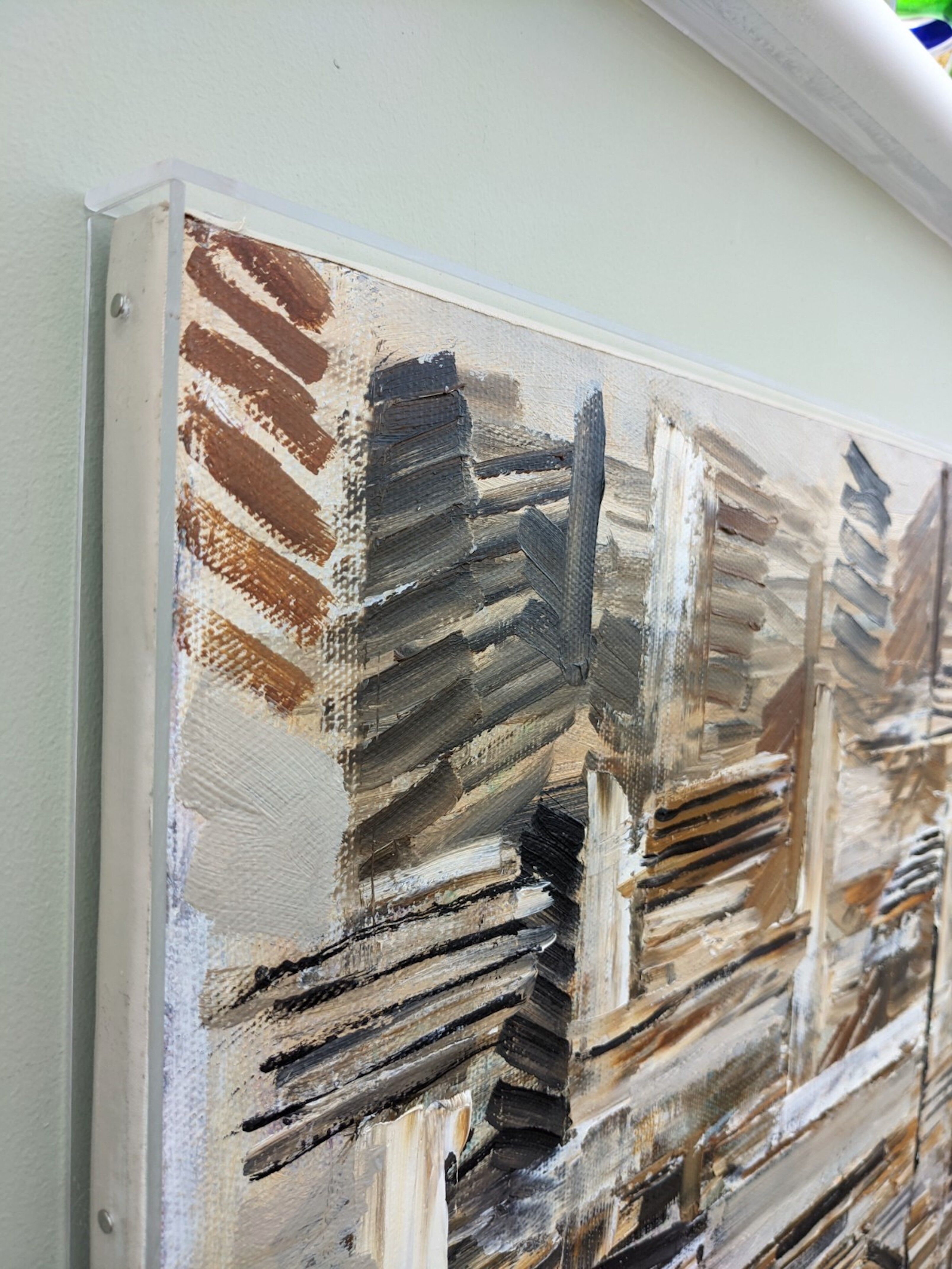 1964 Mid-Century Modern "Forest" Swedish Vintage Abstract Oil Painting, Framed