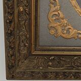 Tableau ancien en bois et stuc style louis Philippe 1900