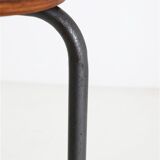 Set of 2 mid-century stools / teak / steel / Danish industrial design / 1960s