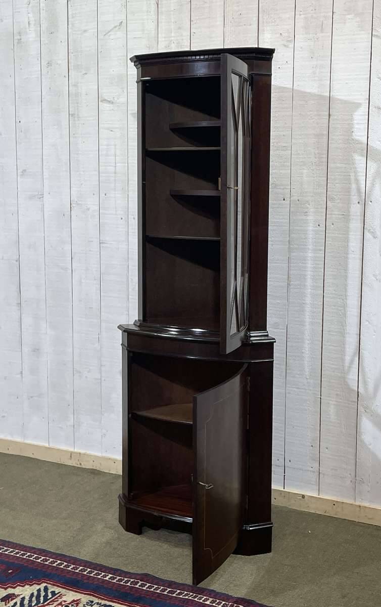 1950s English mahogany corner cabinet
