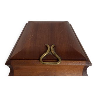 Distributeur cigares cigarettes vintage 1960 bois doré - 20 x 19 cm