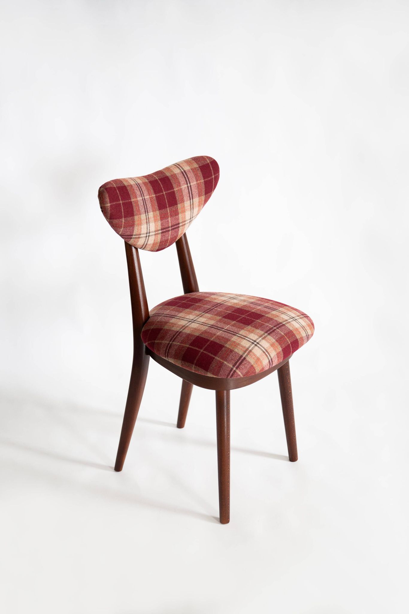 Classic Scottish chair in red burgundy tartan pattern, mid-century, Europe, 1960s.