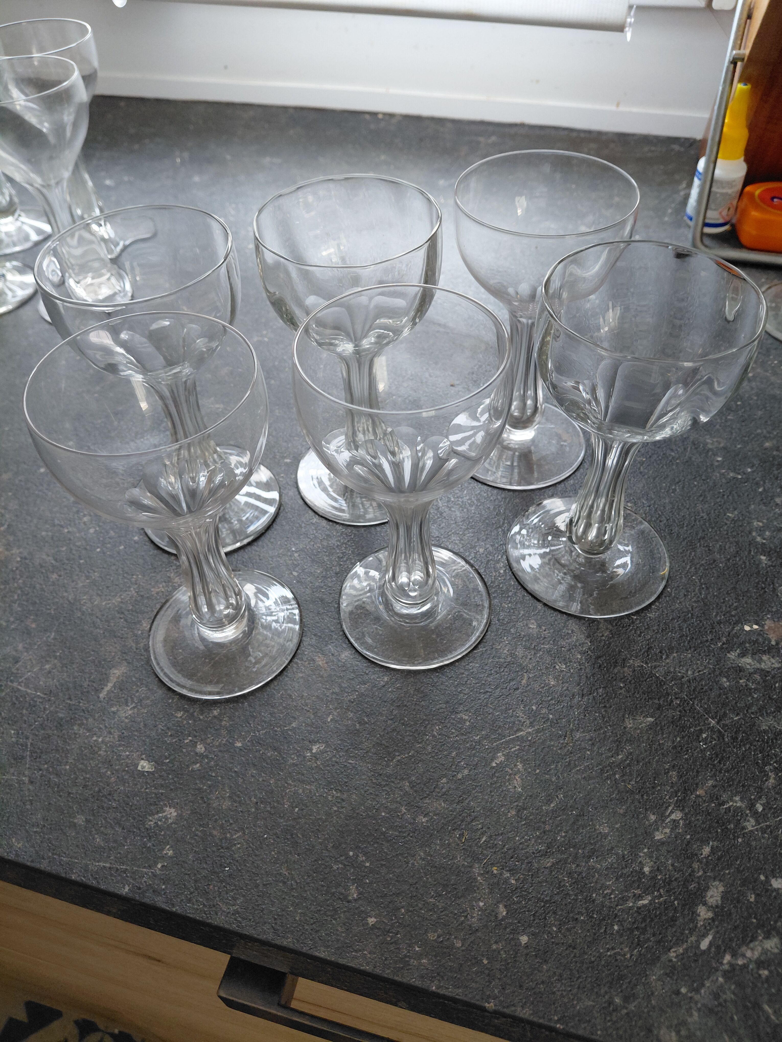 6 antique champagne flutes