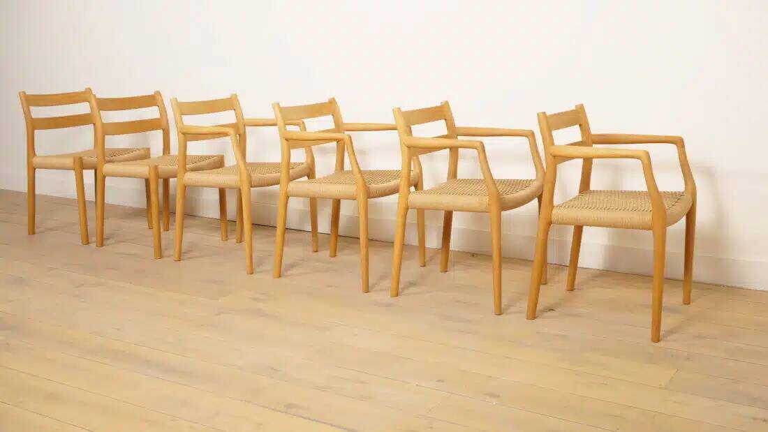 6 x dining chairs | Niels Otto Møller | Model 84 & 67 | Oak | Restored