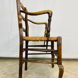 Straw wood armchair