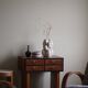Danish Art Deco console with elm wood and burl drawers, 1940s.