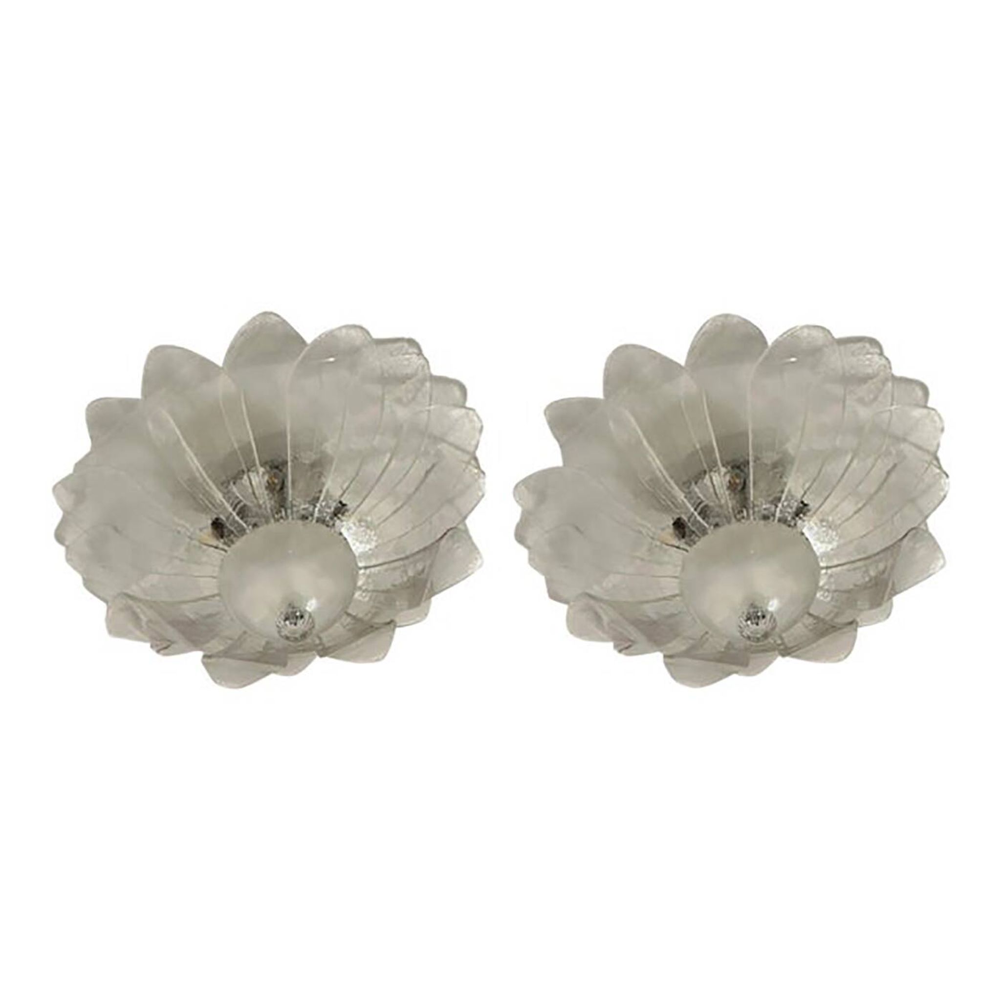 Lot of 2 Murano Style Glass Sputnik Chandelier Flush Mount, Mazzega Zuccher