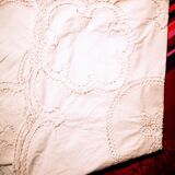 Old cotton tablecloth, lace and embroidery 160 x 240