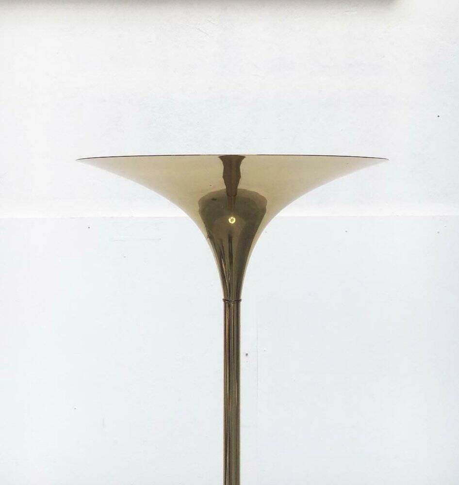 Vintage German floor lamp in Hollywood Regency style made of brass by Doria Leuchten, 1970s.