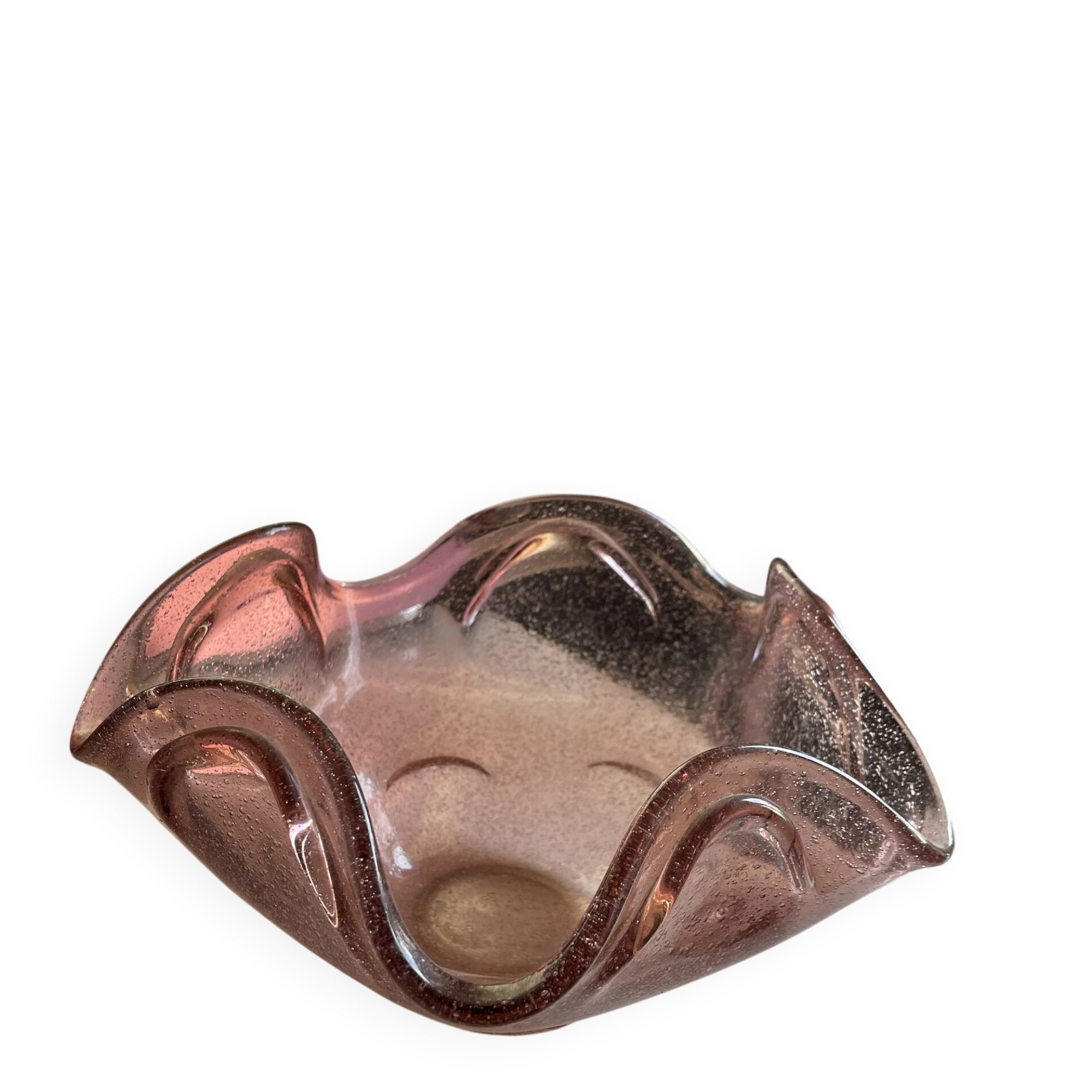 Pink Murano blown glass fruit bowl