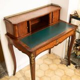 Bureau a gradin tiroirs à cylindres marqueté